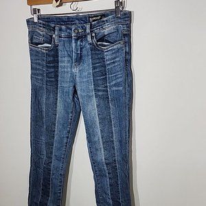 [BLANKNYC] Womens Stretch Skinny Jeans Two Toned Blue Denim Mid Rise 27 Raw Hem